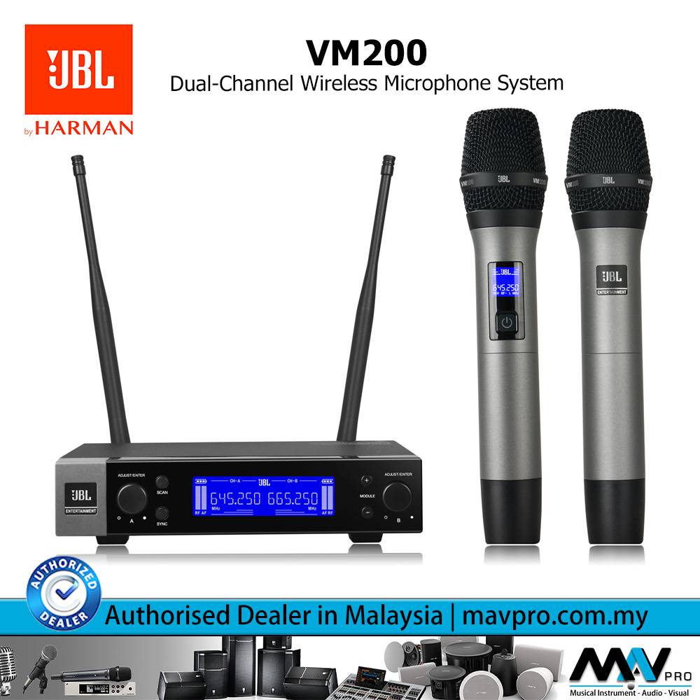 JBL VM200 UHF Karaoke Wireless Dual Handheld Microphone (JBL VM200) l